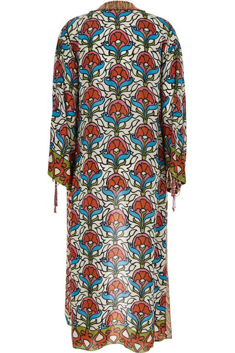 Anjuna Clothing for Women Anjuna 'megan' Multicolor Kimono With Drawstring Cuffs And All-over Print In Viscose Woman