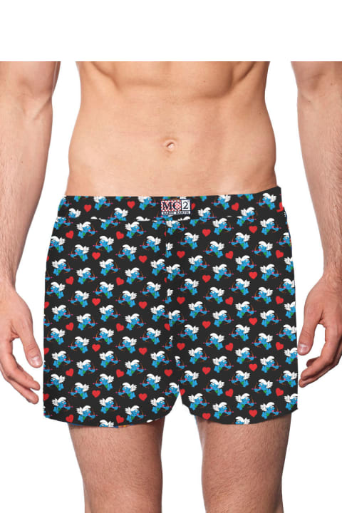 MC2 Saint Barth for Men MC2 Saint Barth Man Underwear Boxer Smurfs Print - ©peyo Speciale Edition