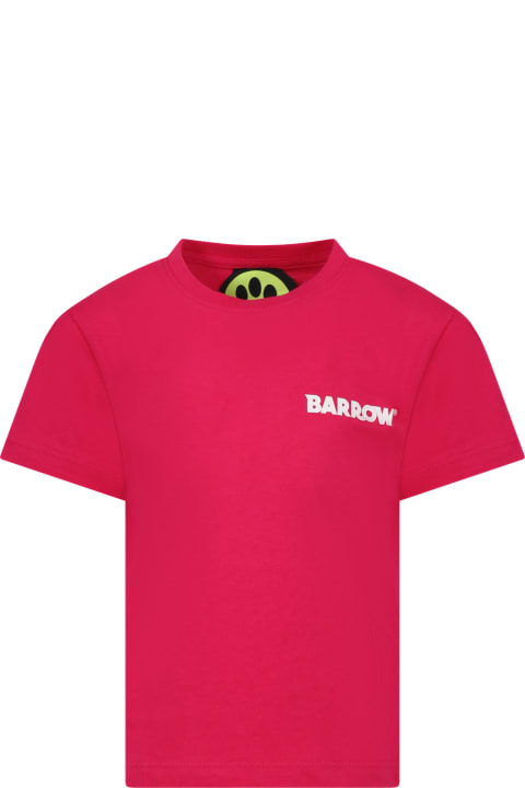 ガールズ Barrowのトップス Barrow Fuchsia T-shirt For Kids With Smiley Face And Logo
