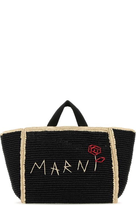 ウィメンズ Marniのバッグ Marni Black Raffia Shopping Bag