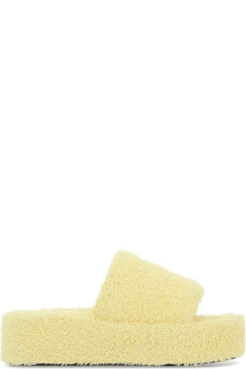 Balenciaga for Women Balenciaga Pastel Yellow Terry Fabric Rise Slippers