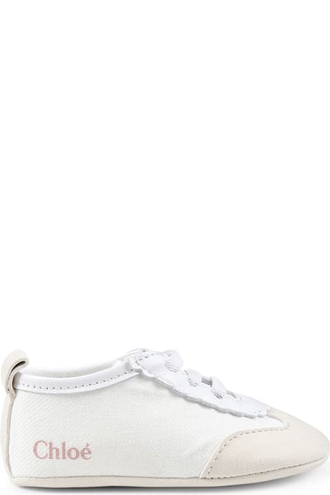 Shoes for Baby Boys Chloé White Lace-ups For Baby Girl With Logo