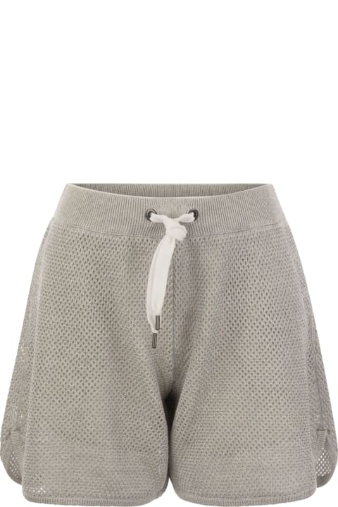 Clothing for Women Brunello Cucinelli Sparkling Net Knit Cotton Shorts
