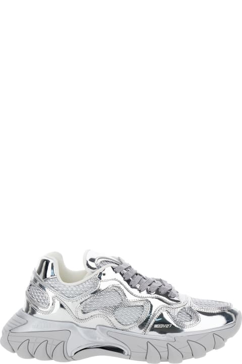 Fashion for Men Balmain 'b-east Mirror' Metallic Low Top Sneakers With Logo Detail In Leather And Tech Fabric Man