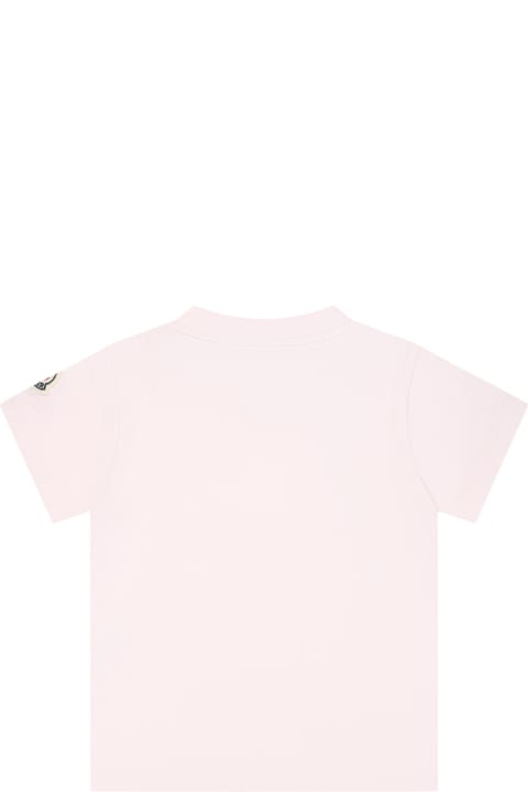 ベビーボーイズ Monclerのトップス Moncler Pink T-shirt For Baby Girl With Logo