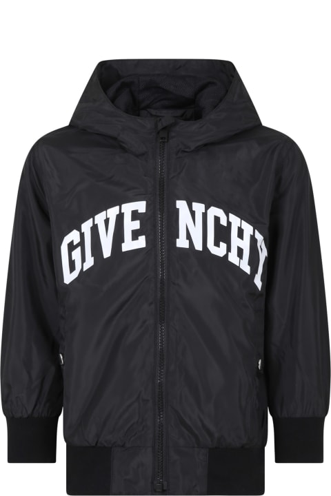 Givenchy Kids Givenchy Black Windbreaker For Boy With Logo