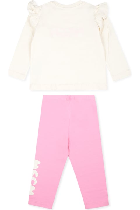 MSGM أطقم وبودي سوت لـ رُضع بنات MSGM Ivory Suit For Baby Girl With Logo