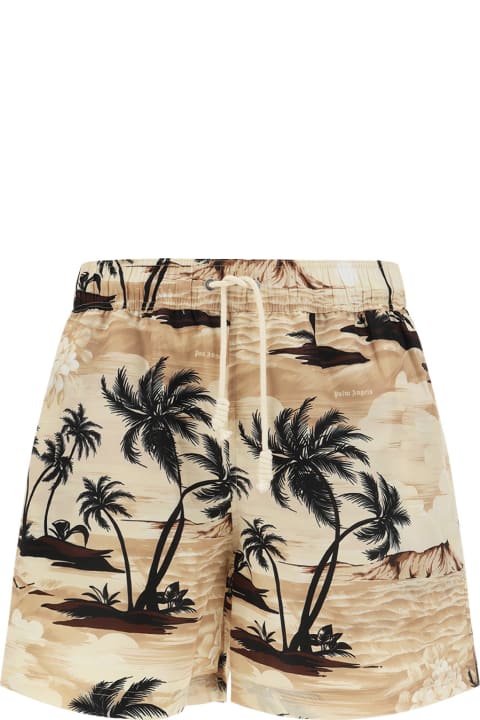 Palm Angels Swimwear for Men Palm Angels Beige Nylon Swimming Trunks