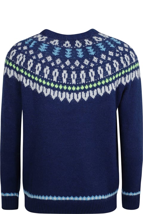 Pattern Embroidered Ribbed Sweater