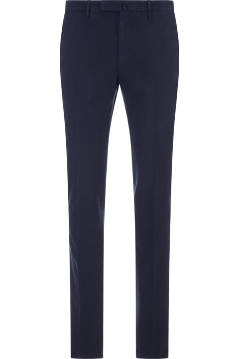 Slim Fit Trousers In Blue Certified Doeskin Incotex Red