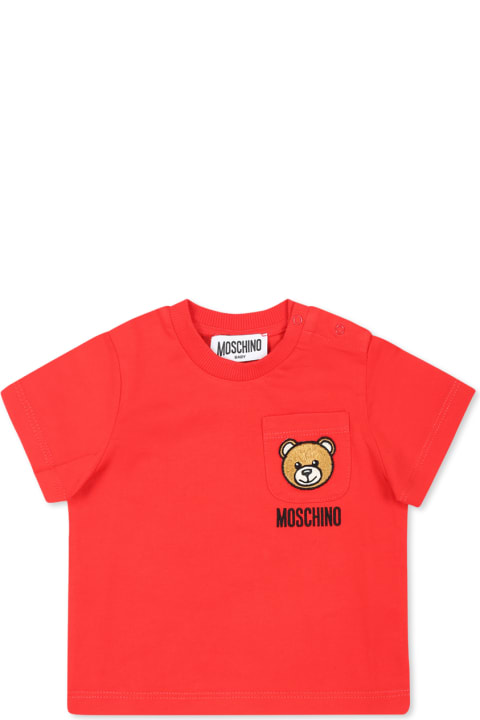 Fashion for Baby Girls Moschino Red T-shirt For Baby Boy With Teddy Bear