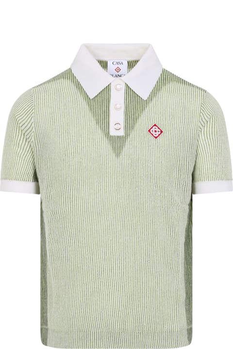 Casablanca for Kids Casablanca Vertical Stripe Polo Shirt