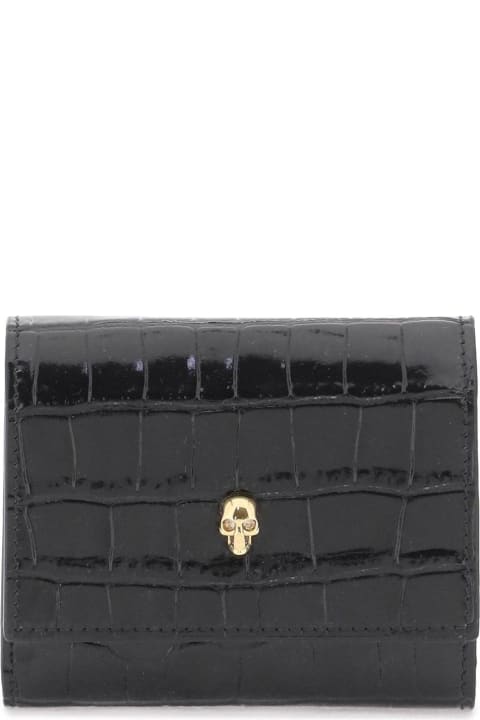 Alexander McQueen Accessories for Women Alexander McQueen Skull-charm Embossed Tri-fold Wallet