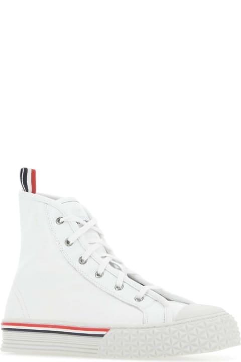 Thom Browne for Men Thom Browne White Leather Collegiate Sneakers