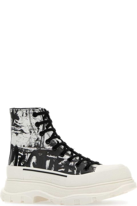 Fashion for Men Alexander McQueen Printed Leather Tread Slick Sneakers