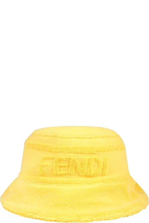メンズ新着アイテム Fendi Yellow Cloche For Kids With Fendi Logo