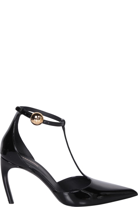 High-Heeled Shoes for Women Ferragamo T-strap Black Sandals