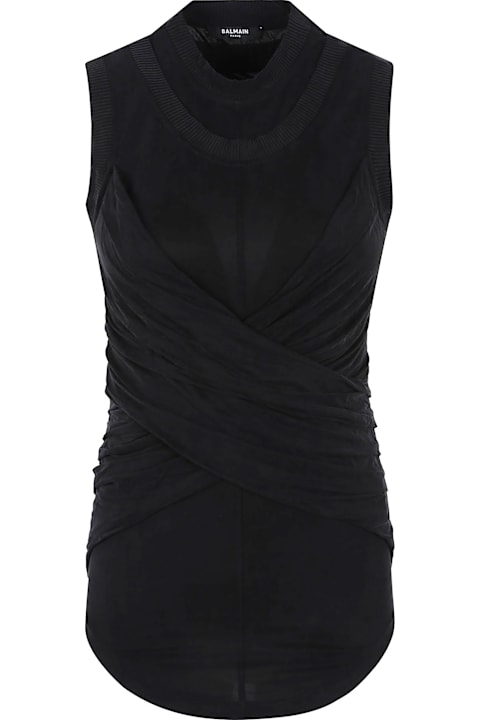 أدوات منزلية Balmain Sl Double Collar Twisted Tank Top