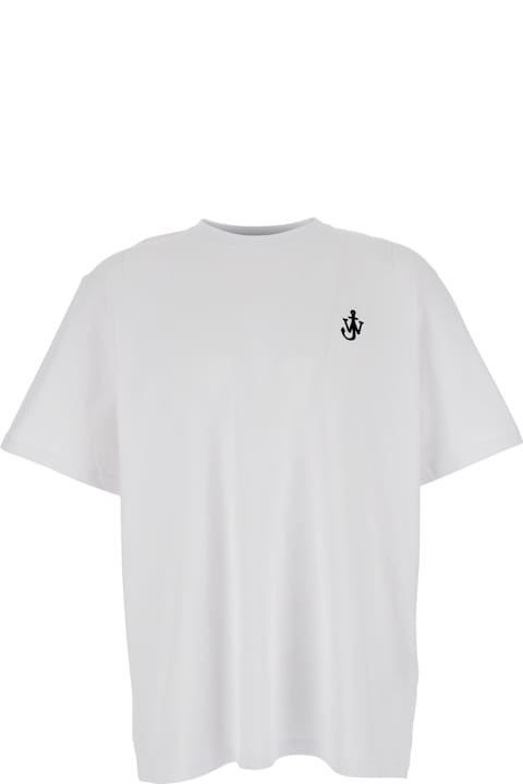 Homeware J.W. Anderson White Crewneck T-shirt With Logo Embroidery On The Front In Cotton Man