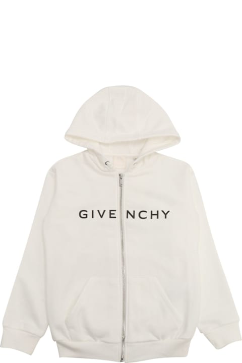 Givenchy لـ بنات Givenchy Logo-printed Drawstring Zip-up Hoodie