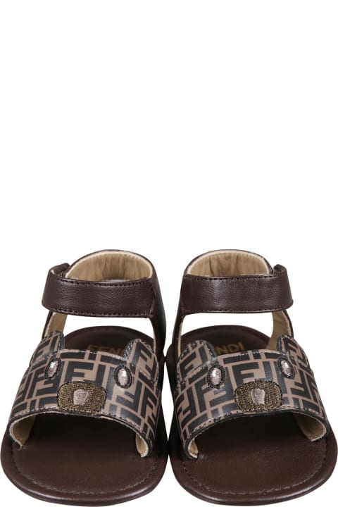 Brown Sandals For Baby Kids With Double Ff