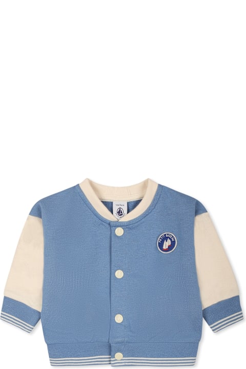 Petit Bateau Sweaters & Sweatshirts for Baby Girls Petit Bateau Light Blue Sweatshirt For Baby Boy With Logo