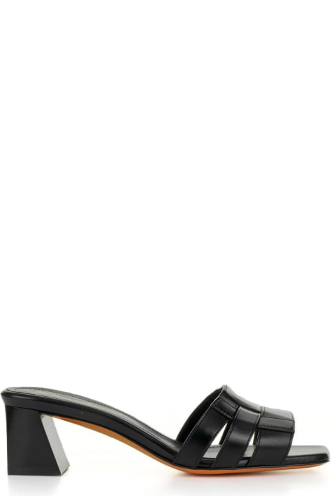 Santoni Sandals for Women Santoni Black Leather Slipper With Heel