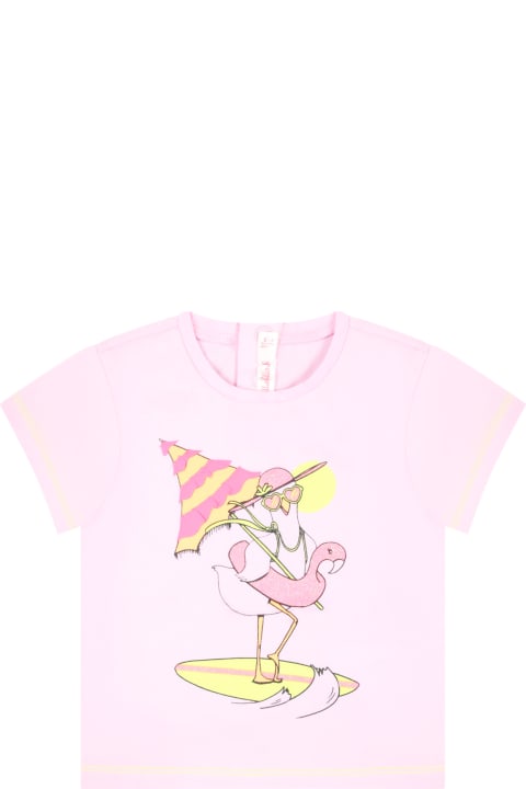 Billieblush T-Shirts & Polo Shirts for Baby Girls Billieblush T-shirt Rose Pour Bébé Fille Avec Flamant