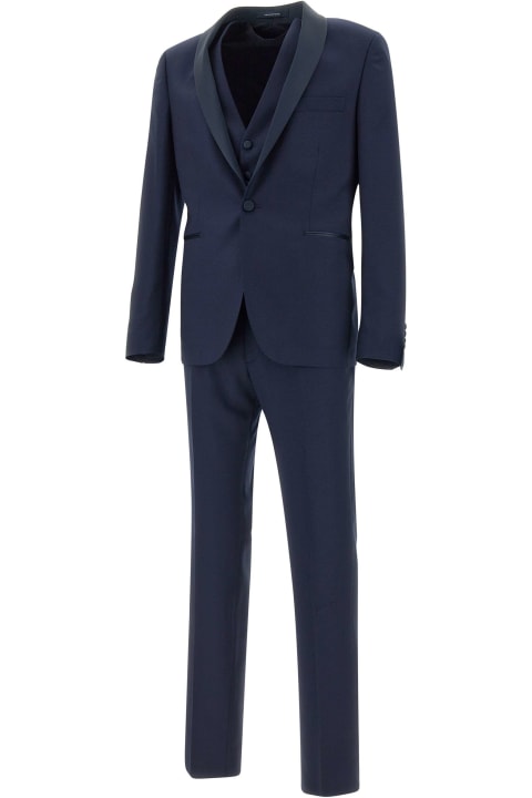 Suits for Men Tagliatore Fresh Wool Three-piece Formal Suit