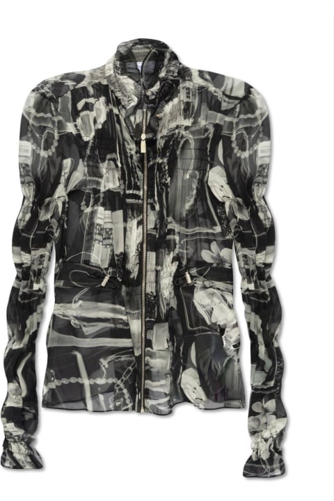Off-White for Women Off-White All-over Patterned Gathered Shirt