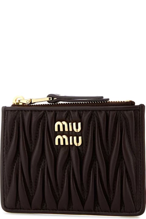 Miu Miu إكسسوارات لـ السيدات Miu Miu Brown Nappa Leather Card Holder