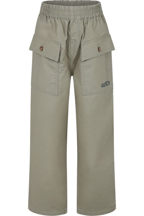 Fashion for Boys Gucci Green Trousers For Boy With Logo