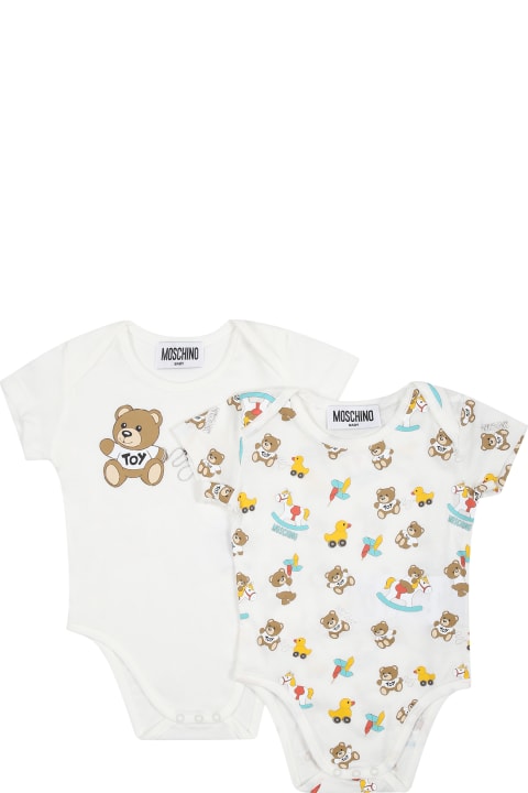 Moschino Kids Moschino White Set For Babies With Teddy Bear