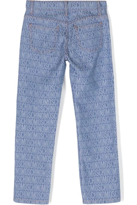 Fashion for Girls Moschino Blue Straight Leg Jeans With All-over Logo