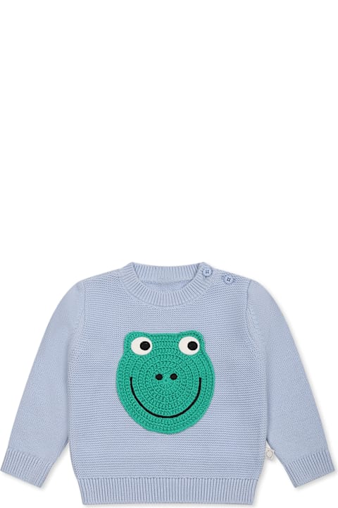 Stella McCartney Kids Clothing for Baby Girls Stella McCartney Kids Light Blue Sweater For Baby Boy With Frog