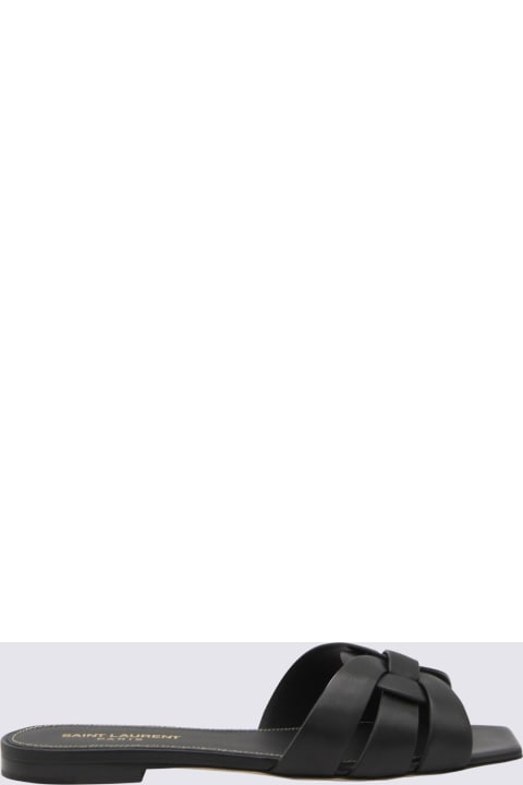 Saint Laurent Black Leather Tribute Flats