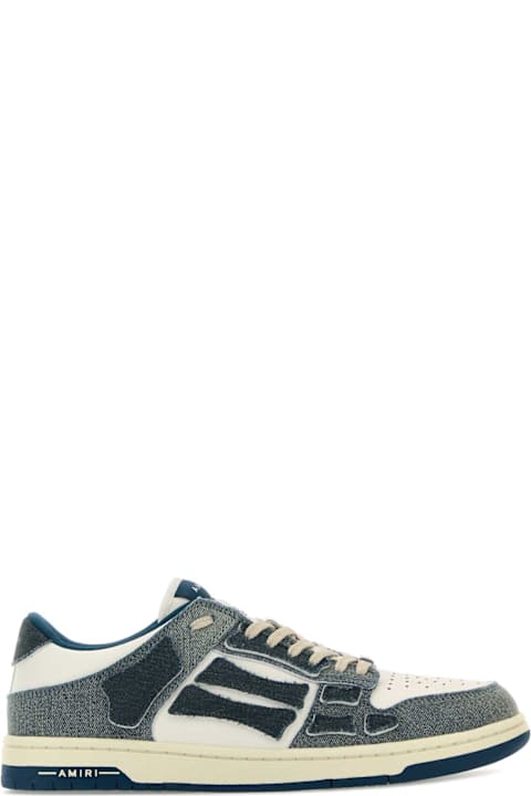 AMIRI for Men AMIRI Two-tone Denim And Leather Skel Sneakers