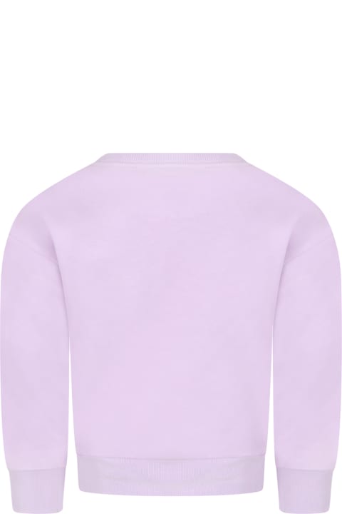 Lilac Sweatshirt For Girl With Logo