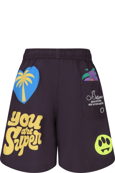 Swimwear for Boys Barrow Black Swim Shorts For Boy With Smiley And Logo