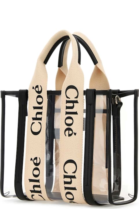 Totes for Women Chloé Two-tone Rubber And Leather Small Woody Shopping Bag