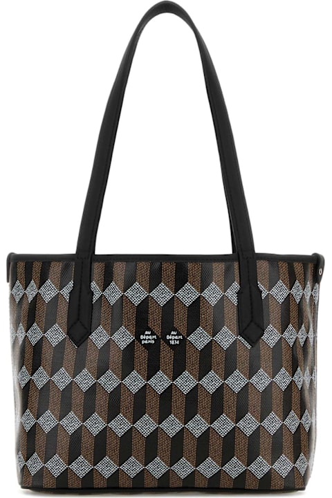 Au Départ Men Au Départ Printed Canvas Tote No.28 Shopping Bag