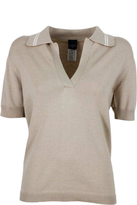 Lorena Antoniazzi Topwear for Women Lorena Antoniazzi Short-sleeved Polo T-shirt In Cotton And Cashmere