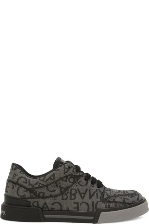 Dolce & Gabbana Sale for Kids Dolce & Gabbana Grey New Roma Sneakers In Calf Leather