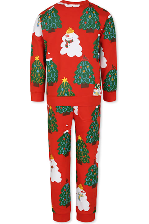 Stella McCartney Kids Suits for Boys Stella McCartney Kids Red Suit For Kids With Christmas Print