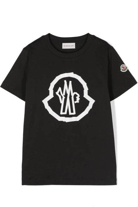 Moncler for Boys Moncler Black Logoed T-shirt