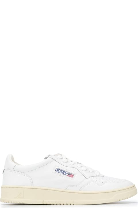 Homeware Autry 'medalist' White Low Top Sneakers With Logo Detail In Leather Man