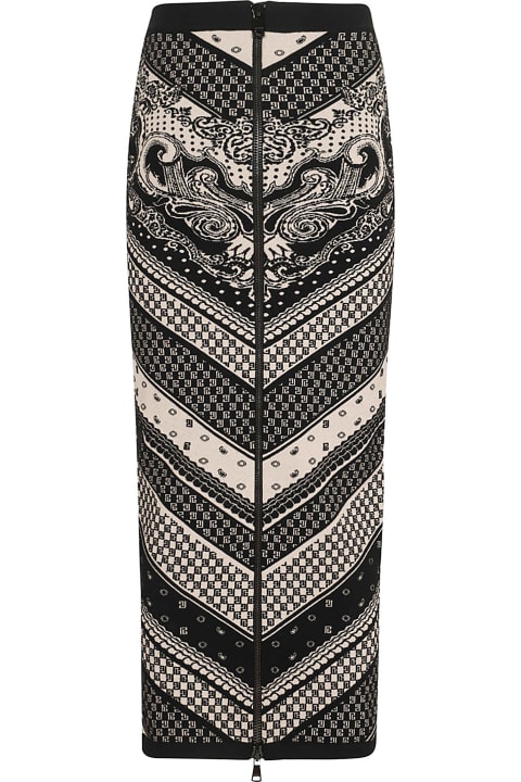 Skirts for Women Balmain Paisley & Monogram Knit Midi Skirt