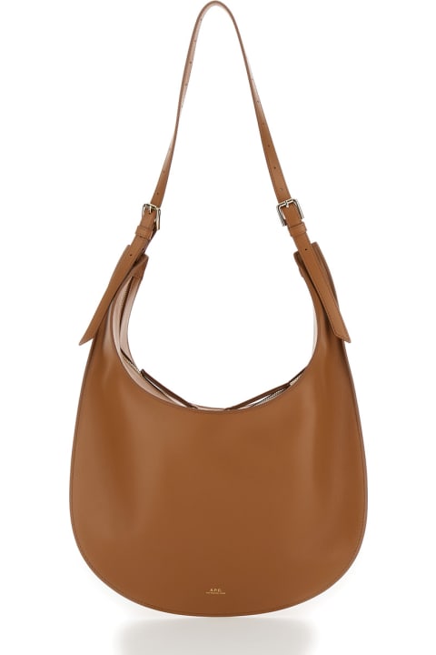 A.P.C. Totes for Women A.P.C. 'iris' Brown Shoulder Bag With Laminated Logo In Leather Woman