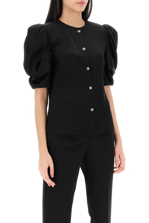 Alessandra Rich Topwear for Women Alessandra Rich Envers Satin Blouse With Bouffant Sleeves