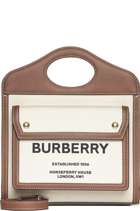 Burberry Sale for Women Burberry Mini Two-tone Canvas And Leather Pocket Bag